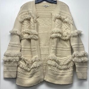 Madewell Fringe Boho Wool Cardigan Desert Valley Sweater Medium